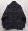 画像3: 90's USA製【ビンテージ】【ウールリッチ】【Woolrich】【チャコールＸ黒】ネイティブ柄【ハーフジップ】【フリースジャケット】プルオーバー【サイズＭ】  (3)