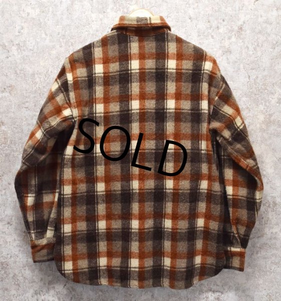 画像3: 70's【ビンテージ】【Sports King】スポーツキング 茶チェック【マチ付き】【CPOシャツ】【サイズＭ】  (3)