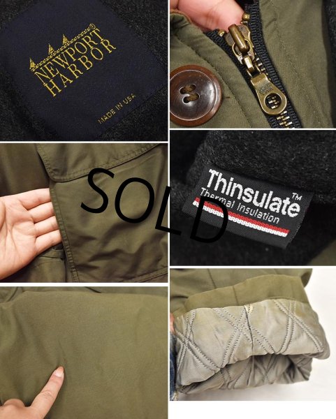 画像2: 【USA製】【ビンテージ】【NEWPORT HARBOR】ニューポートハーバー【シンサレート】コート【オリーブ×茶】  (2)