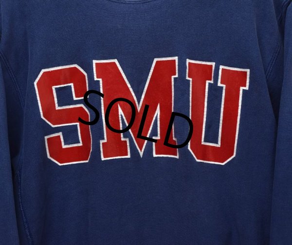画像4: 【USA製】ビンテージ【champion】【チャンピオン】【リバースウィーブ】【紺】【SMU】サザンメソジスト大学【カレッジプリント】【スウェット】【サイズL】  (4)