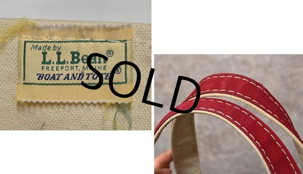 画像2: 【ビンテージ】【L.L.bean】【エルエルビーン】白ｘ赤【耳付き】【イチゴプリント】【トートバッグ】  (2)