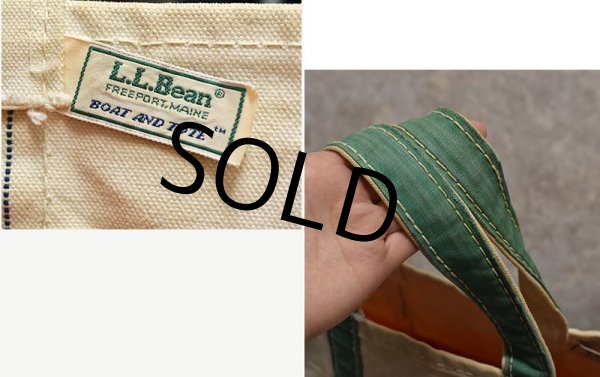 画像2: 【ビンテージ】【80’s】【L.L.bean】【エルエルビーン】白x緑【キャンバス】【トートバッグ】【キャンパストート】  (2)