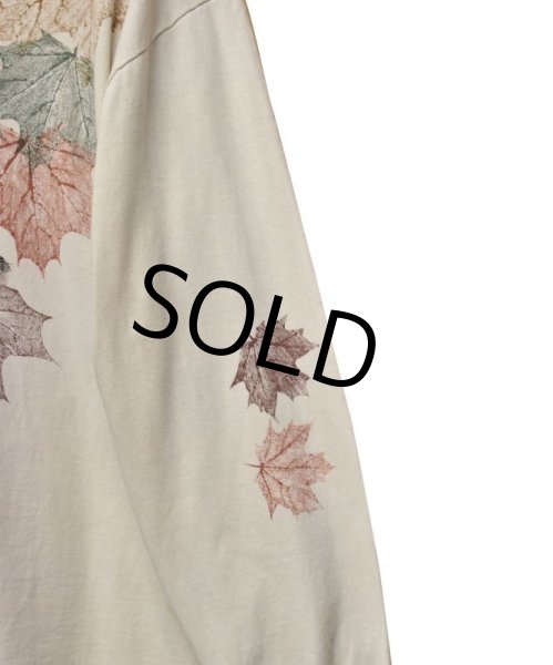 画像4: 90's【USA製】【ビンテージ】COTTON DELUXE【落ち葉プリント】【ロンT】オフホワイト【サイズL】  (4)