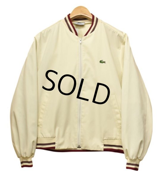 画像1: 80's ビンテージ【IZOD LACOSTE】【ラコステ】【ジップアップブルゾン】オフホワイト×エンジ茶リブ【サイズＬ】  (1)