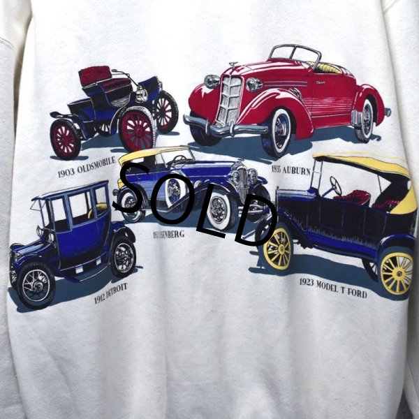 画像4: 90’s【USA製】ビンテージ【PLATINUM SWEATS】【白】【クラッシックカー】車プリント スウェット【サイズXL】  (4)