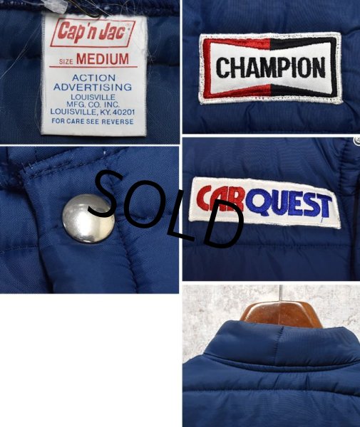 画像2: 【ビンテージ】【cap'n Jac】【Champion】【チャンピオンプラグ】【carquest】【紺】【中綿入りダウンベスト】【サイズM】  (2)