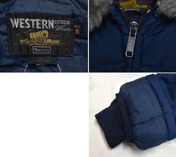 画像2: ~80's【ビンテージ】【SEARS】【シアーズ】【WESTERN OUTDOOR WEAR】【紺】【襟ボア】【中綿ジャケット】【サイズS】  (2)