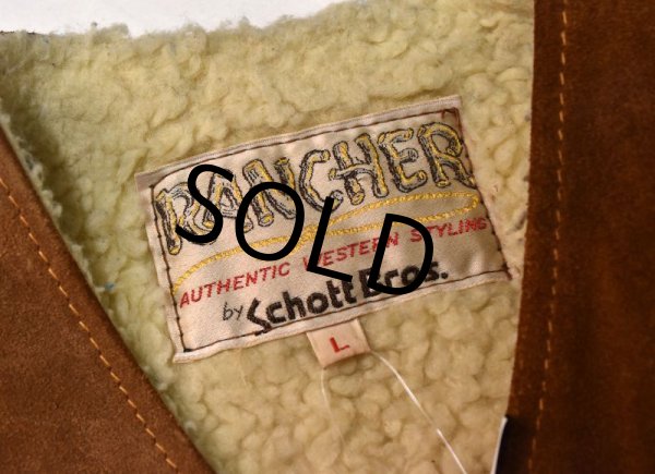 画像2: USA製【ビンテージ】【Schott Bros】【ショット】【RANCHER】【茶】【スエードボアベスト】【サイズL】  (2)