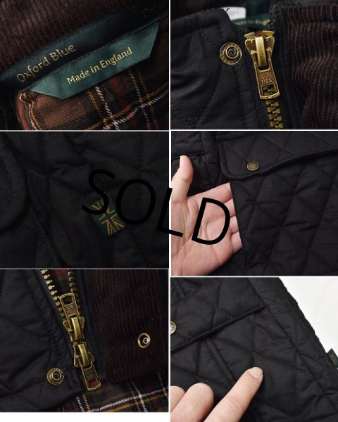 画像2: ほぼ未使用【イングランド製】【Oxford Blue】【オックスフォードブルー】【黒】【キルティングオイルドベスト】【サイズL】  (2)