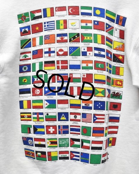 画像5: 80's~90's【USA製】【ONEITA】【オニータ】【ビンテージ】【Peace on earth 】【白】【国旗プリント】【スウェット】【サイズM】  (5)