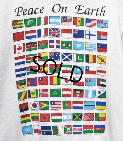 画像3: 80's~90's【USA製】【ONEITA】【オニータ】【ビンテージ】【Peace on earth 】【白】【国旗プリント】【スウェット】【サイズM】  (3)