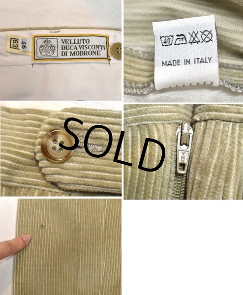 画像3: 【イタリー製】【ビンテージ】【VELLUTO DUCA VISCONTI DI MODRONE】【ドゥカ・ヴィスコンティ】ベージュ【2タック】【太畝】【コーデュロイスラックス】【サイズ46】  (3)