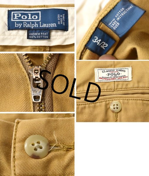 画像3: 【POLO RALPH LAUREN】【ラルフローレン】【キャメル】ANDREW PANT【2タック】【コットンパンツ】【34×32】  (3)