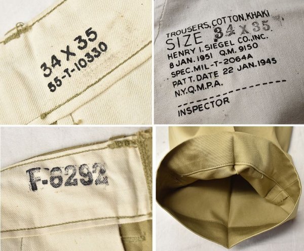 画像3: 【50's】【デッドストック】【ビンテージ】U.S.ARMY【米軍実物】【45カーキ】【チノパンツ】【チノパン】【34×35】  (3)