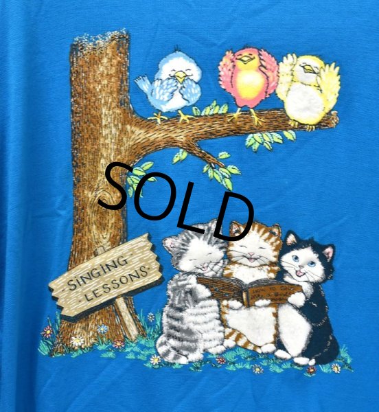 画像5: 【ビンテージ】【BASIC EDITIONS】【ベーシックエディションズ】【青×黒】【スウェット】【猫プリント】  (5)