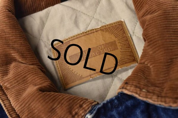 画像2: 90's【ビンテージ】【OUT-OF-CHARACTER】【デニム×コットン】【中綿入り】【スタジャン】【サイズＸＬ】  (2)