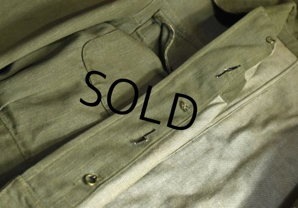 画像4: 50's【ビンテージ】ブリティッシュアーミー【イギリス軍】グリーンデニム【チェンジボタン】【バトルドレスジャケット】【パドレスユニフォーム】【サイズ６】  (4)