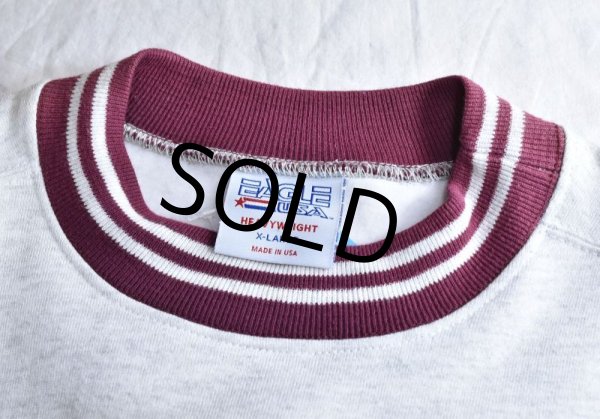 画像2: ほぼ未使用!! 90's~【USA製】【EAGLE】イーグル【グレー×エンジ】リブボーダー【スウェット】リンガースウェット【サイズXＬ程度】  (2)