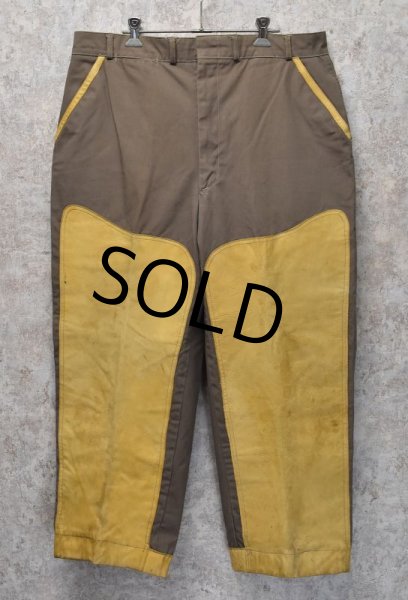 画像3: 【ビンテージ】【MASLAND】ブラウン×イエロー【レザー切り替え】【ハンティングパンツ】  (3)