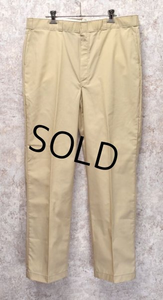 画像2: 80's~【デッドストック】USA製【ビンテージ】ディッキーズ【Dickies】【ベージュ】【ポリコットン】【ワークパンツ】【36×30】  (2)