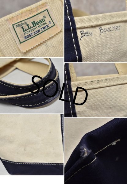 画像2: 【80’s】【ビンテージ】【L.L.bean】【エルエルビーン】白x紺【キャンバス】【トートバッグ】【キャンパストート】  (2)