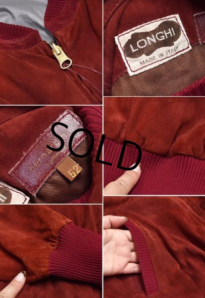 画像2: 【イタリー製】【ビンテージ】【LONGHI】【ロンギ】【エンジ×グレー】【リバーシブル】【スエードブルゾン】【ジップアップブルゾン】【サイズ52】  (2)
