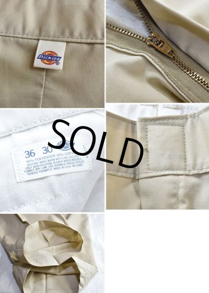 画像3: 80's~【デッドストック】USA製【ビンテージ】ディッキーズ【Dickies】【ベージュ】【ポリコットン】【ワークパンツ】【36×30】  (3)
