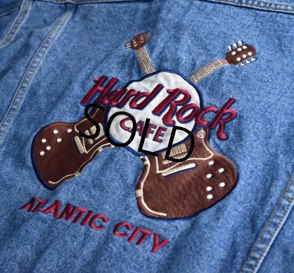 画像3: 【ビンテージ】【Hard Rock Cafe】ハードロックカフェ【ATLANTIC CITY】ギター【デニムジャケット】Ｇジャン【サイズL】  (3)