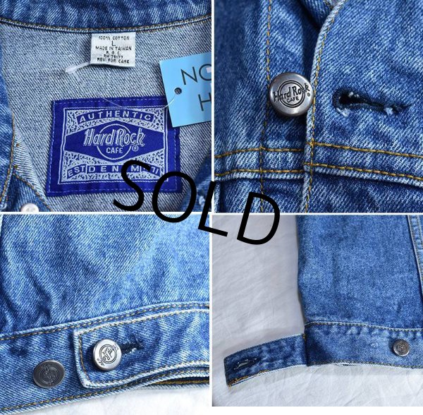 画像2: 【ビンテージ】【Hard Rock Cafe】ハードロックカフェ【ATLANTIC CITY】ギター【デニムジャケット】Ｇジャン【サイズL】  (2)