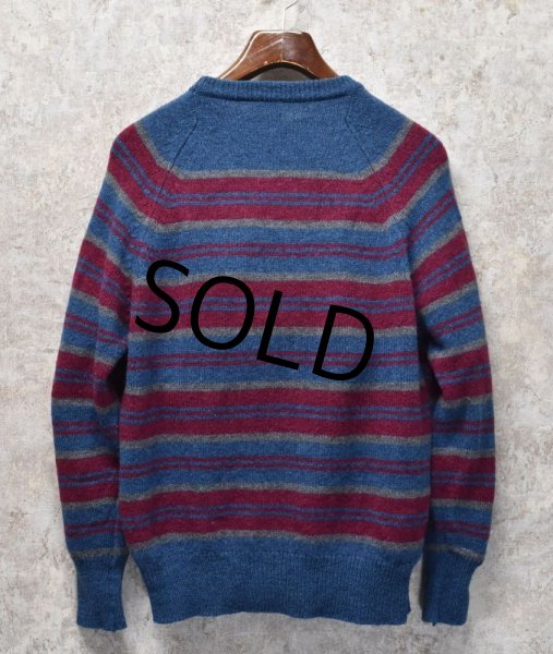 画像3: 【イングランド製】【Julius Garfinckel&Co.】【青×エンジ×グレー】【ボーダーウールセーター】【ニット】【サイズ42】  (3)