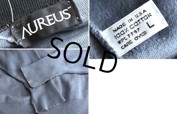 画像2: 90's【USA製】【ビンテージ】【AUREUS】【グレー×黒】【Vネック】【コットンセーター】【サイズL】  (2)