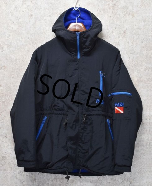 画像1: 90's【ビンテージ】【PADI sports wear】【パディ スポーツウェア】【黒ｘ青】フリースパーカー【マウンテンパーカー】【ポーラテックフリース】【サイズＳ】  (1)