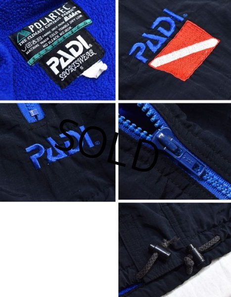 画像2: 90's【ビンテージ】【PADI sports wear】【パディ スポーツウェア】【黒ｘ青】フリースパーカー【マウンテンパーカー】【ポーラテックフリース】【サイズＳ】  (2)