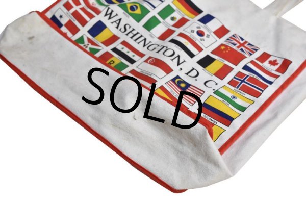 画像3: 【ビンテージ】【WASHINGTON,D.C】【生成り】【国旗プリント】【トートバッグ】  (3)