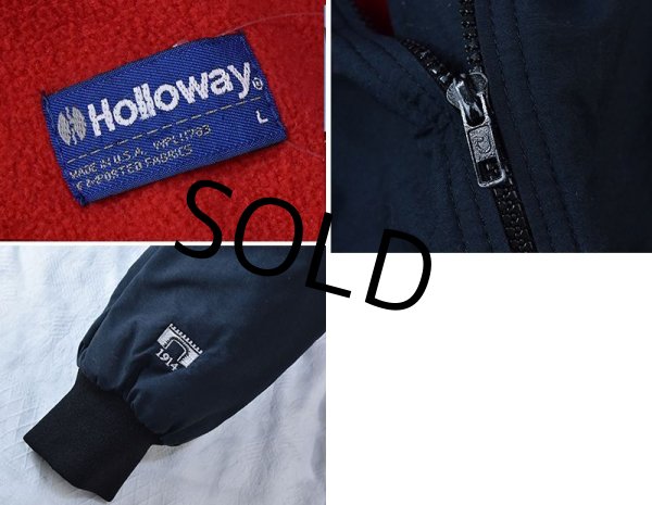 画像2: 90's〜【USA製】【ビンテージ】【HOLLOWAY】【ホロウェイ】【黒ｘ赤フリース】【ナイロンジャケット】【サイズL】  (2)