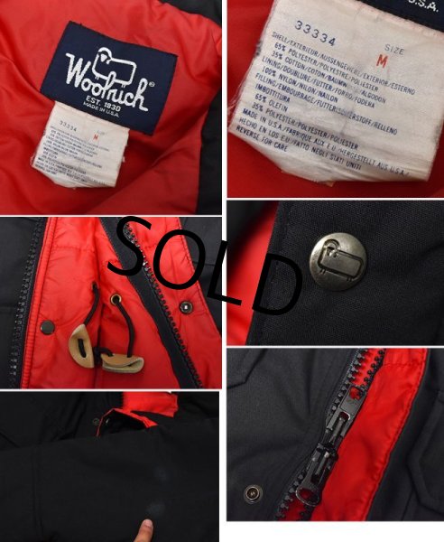 画像2: 80'ｓ【ビンテージ】【ウールリッチ】【Woolrich】【黒×赤】中綿入りマウンテンパーカー【マウンテンパーカー】【中綿ダウンジャケット】【サイズＭ】  (2)
