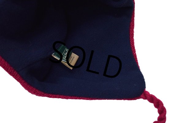 画像4: 【ビンテージ】【L.L.bean】エンジ×雪柄【耳当て付】【ニットキャップ】 【ニット帽】   (4)