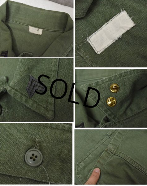 画像2: 【60's】【米軍実物】【ビンテージ】【OG107】平ボタン【ユーティリティシャツ】【サイズL】  (2)