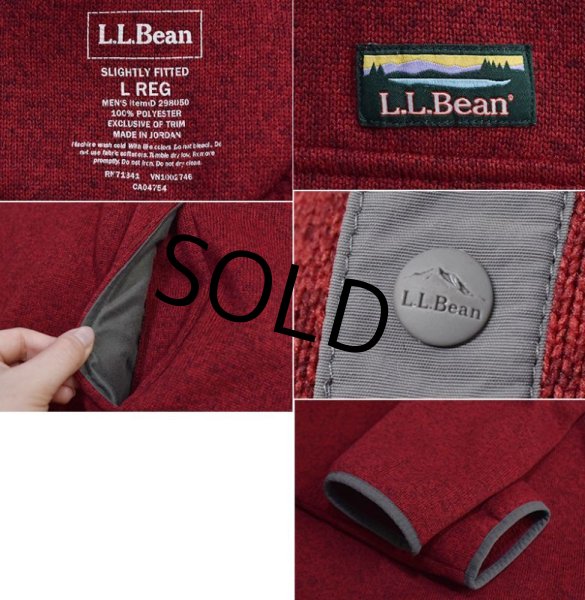 画像2: 程度良好!!【ＬＬビーン】【L.L.bean】【ボルドー×グレー】【フリース】【スナップＴ】サイズＬ  (2)