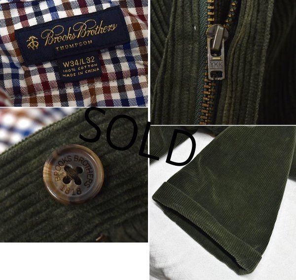 画像2: 【ブルックスブラザーズ】brooksbrothers【緑】【２タックコーデュロイスラックス】コーデュロイパンツ【34X32】  (2)