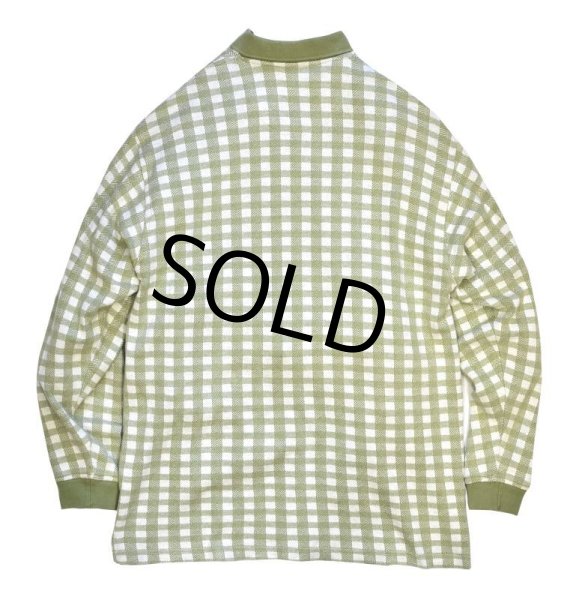 画像3: 【チャップス】CHAPS【ラルフローレン】 【POLO ralph lauren】【生成り×緑チェック】【長袖ポロシャツ】 【サイズM】   (3)