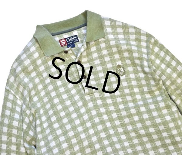 画像4: 【チャップス】CHAPS【ラルフローレン】 【POLO ralph lauren】【生成り×緑チェック】【長袖ポロシャツ】 【サイズM】   (4)