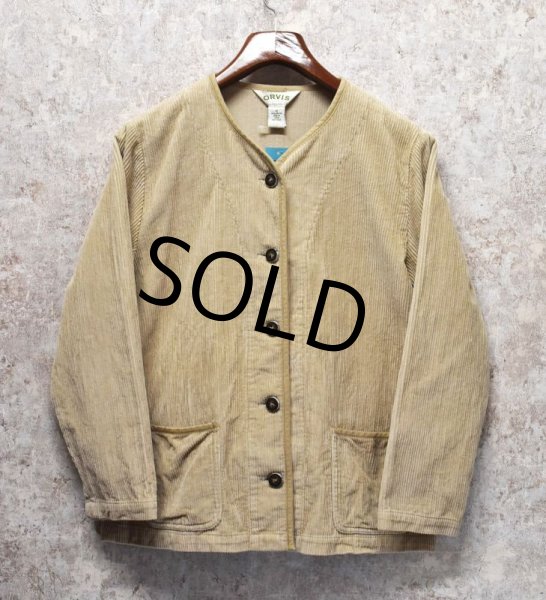 画像1: 【ビンテージ】【ORVIS】 【オービス】【ベージュコーデュロイ】【ノーカラージャケット】レディース古着【レディース12】  (1)