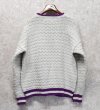 画像3: 90's~ USA製【ビンテージ】【UNITED STATES SWEATERS】【オフホワイトｘ紫】【コットンセーター】【サイズＬ】  (3)