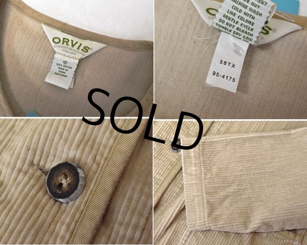 画像2: 【ビンテージ】【ORVIS】 【オービス】【ベージュコーデュロイ】【ノーカラージャケット】レディース古着【レディース12】  (2)