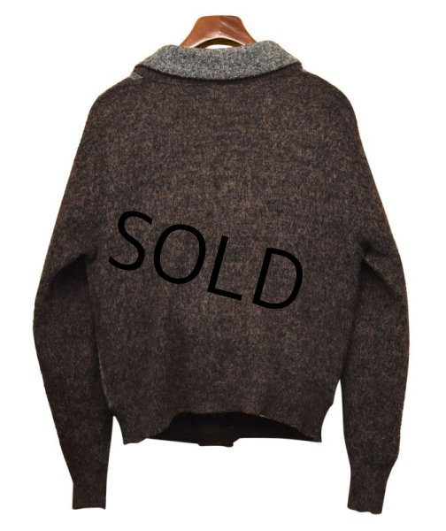 画像3: ~60's【ビンテージ】ピルグリム【PILGLIM】【茶色×グレー】ウール×アクリルカーディガン【サイズM程度】  (3)