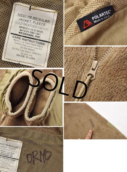 画像2: ビンテージ【米軍実物】U.S.ARMY【ECWCS】GEN3【Polartec】【コヨーテ】タンカラー【ポーラテック】【フリースジャケット】【M-R】  (2)