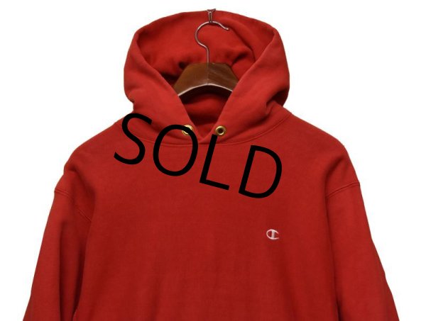画像4: 【80's】【USA製】【ビンテージ】【チャンピオン】【Champion】【赤】【無地】【トリコタグ中期】【リバースウィーブパーカー】【サイズL】  (4)