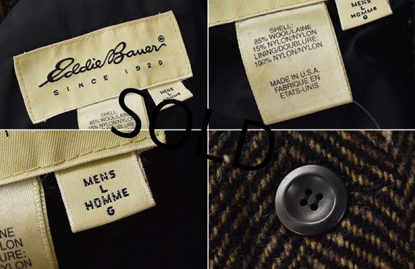 画像2: 【USA製】【ビンテージ】【Eddie Bauer】【エディーバウアー】【ブラウン】【ツイードジャケット】【サイズL】   (2)
