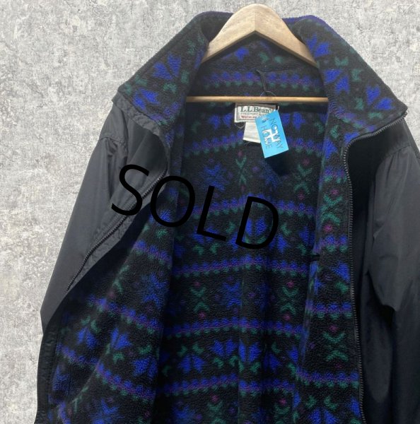 画像4: 90's【ビンテージ】L.L.Bean【LLビーン】【黒×ネイティブ柄】【フリース裏地】【ウォームアップジャケット】  (4)
